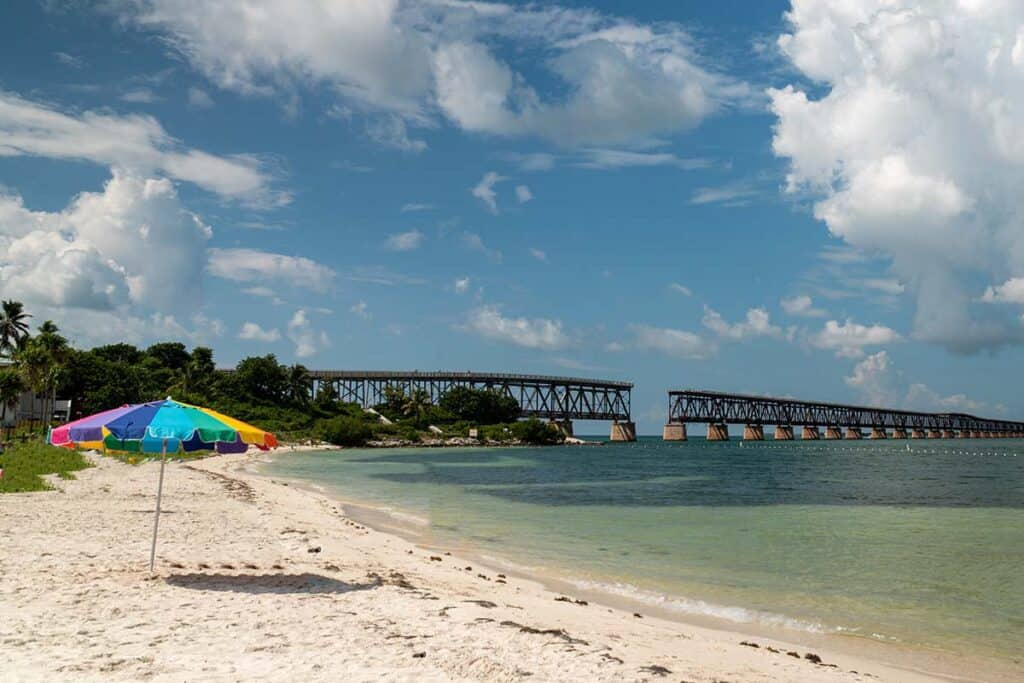 Bahia Honda State Park beach view with umbrella